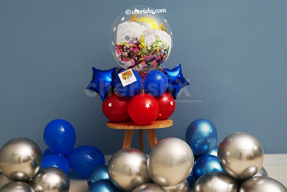 You can surprise your little siblings with this cute Superhero balloon bouquet.
