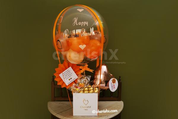 Amaze your close ones with this bright Rakhi Balloon Bouquet by CherishX.