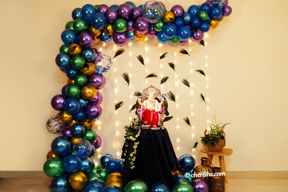 A Charming Peacock Themed Decor for Ganesh Chaturthi by CherishX!