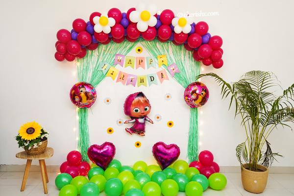 A cute Masha and Bear Balloon Surprise Decor for your kid's birthday party.
