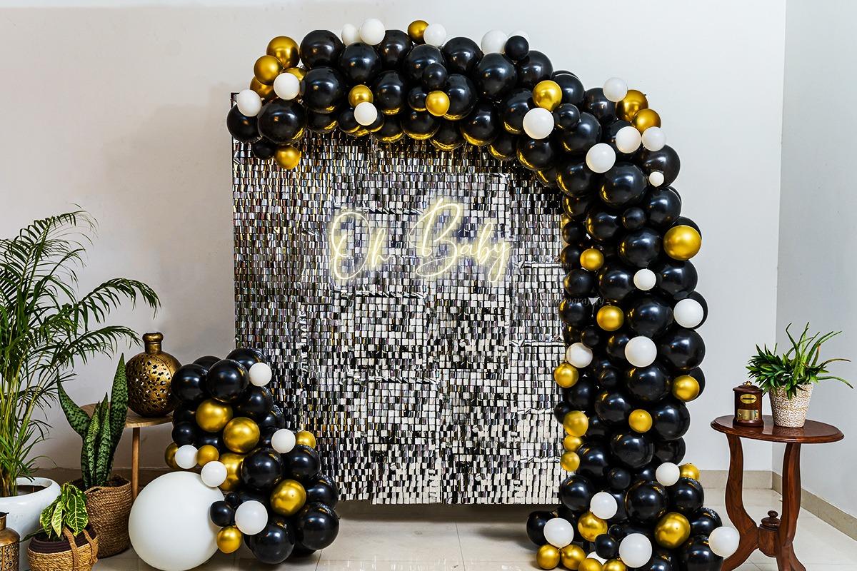 Sequins Panel Backdrop baby Shower Decorations in Gold and Black ...