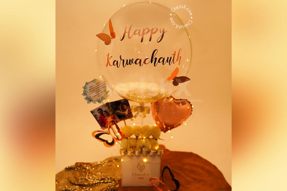 A beautifully curated Premium Feather Karwa Chauth Gift by CherishX!