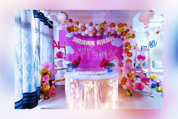 A Hot Air Themed Birthday Decor for your Baby Girl's Birthday Celebration!
