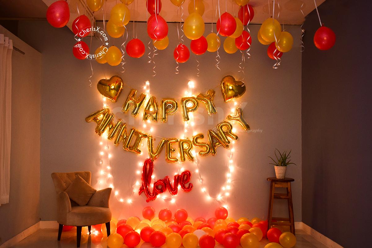 Surprise the love of your life with An Anniversary Balloon Room Decor.