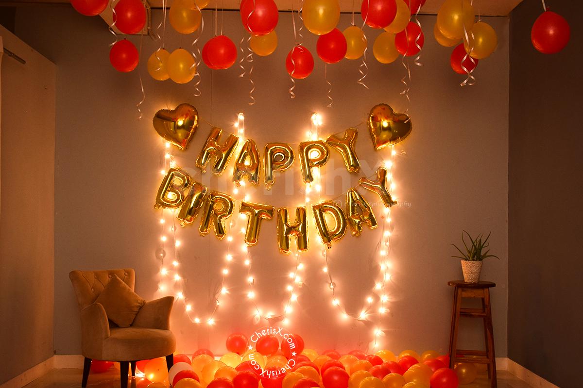 A Red and Golden Birthday Decor at Home For Boys, Girls & Adults ...