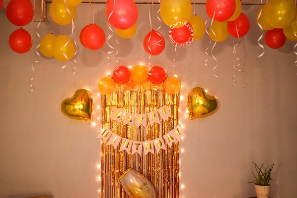 Make your close one feel special with CherishX's breathtaking Golden Themed Birthday Decor!