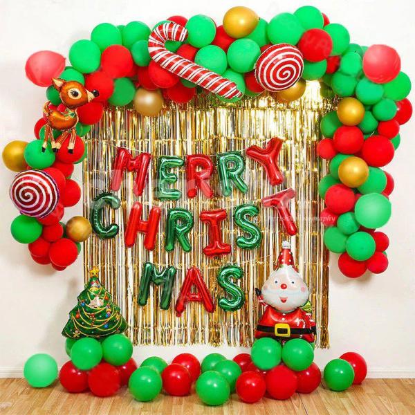 Red And Green Christmas Balloon Decoration