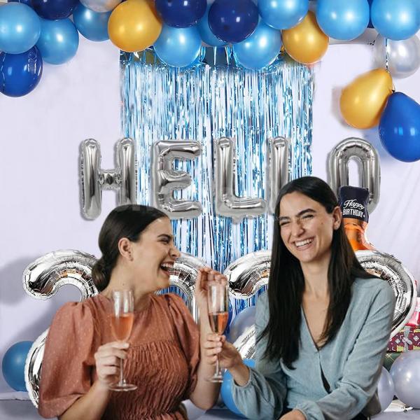 Blue and Silver Themed Balloon Decoration for New Year Party 2022.