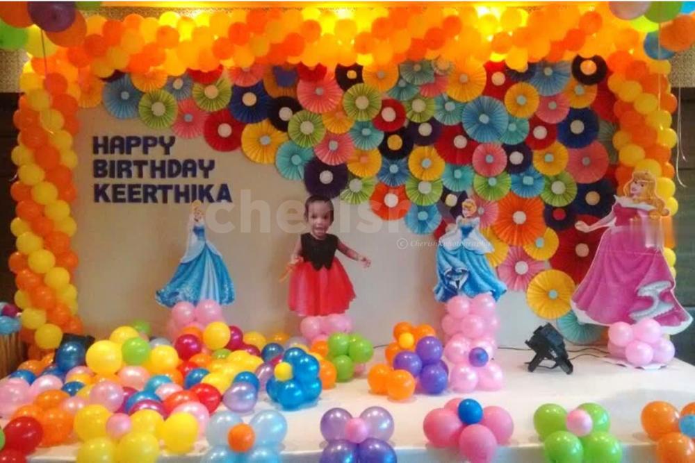 A Grand and Colourful Princess Theme Decoration for your Baby Girl's Birthday!