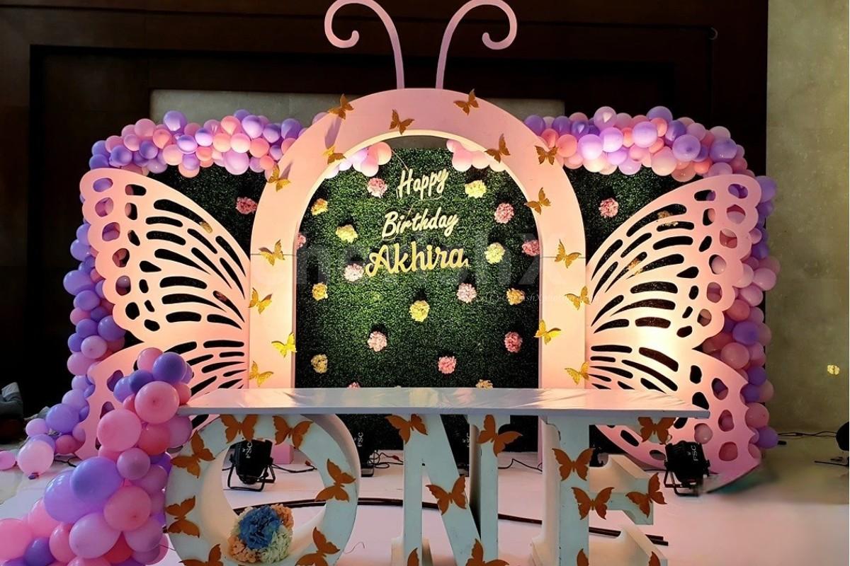 Butterfly 3D Theme Party Decoration for your Baby girl's birthday, Welcome Baby Girl Party and more in Hyderabad