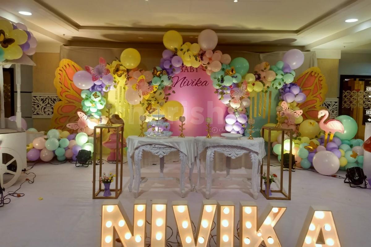 Beautiful ButterflyTheme Party Decoration for your Baby girl's birthday, Welcome Baby Girl Party and more in Hyderabad