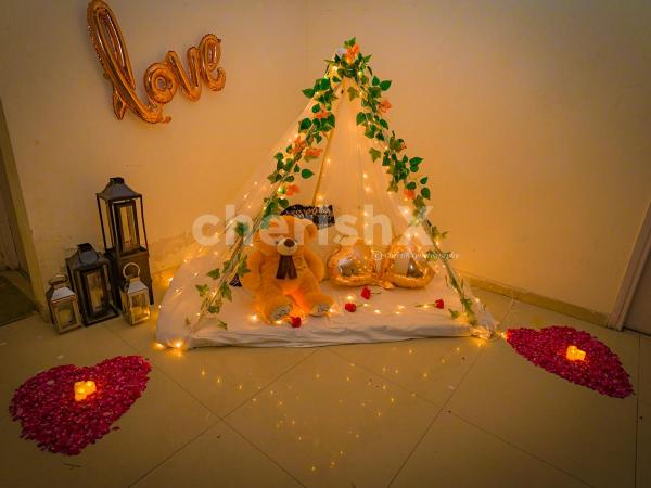 Cabana Canopy Setup at Home to surprise your special one.