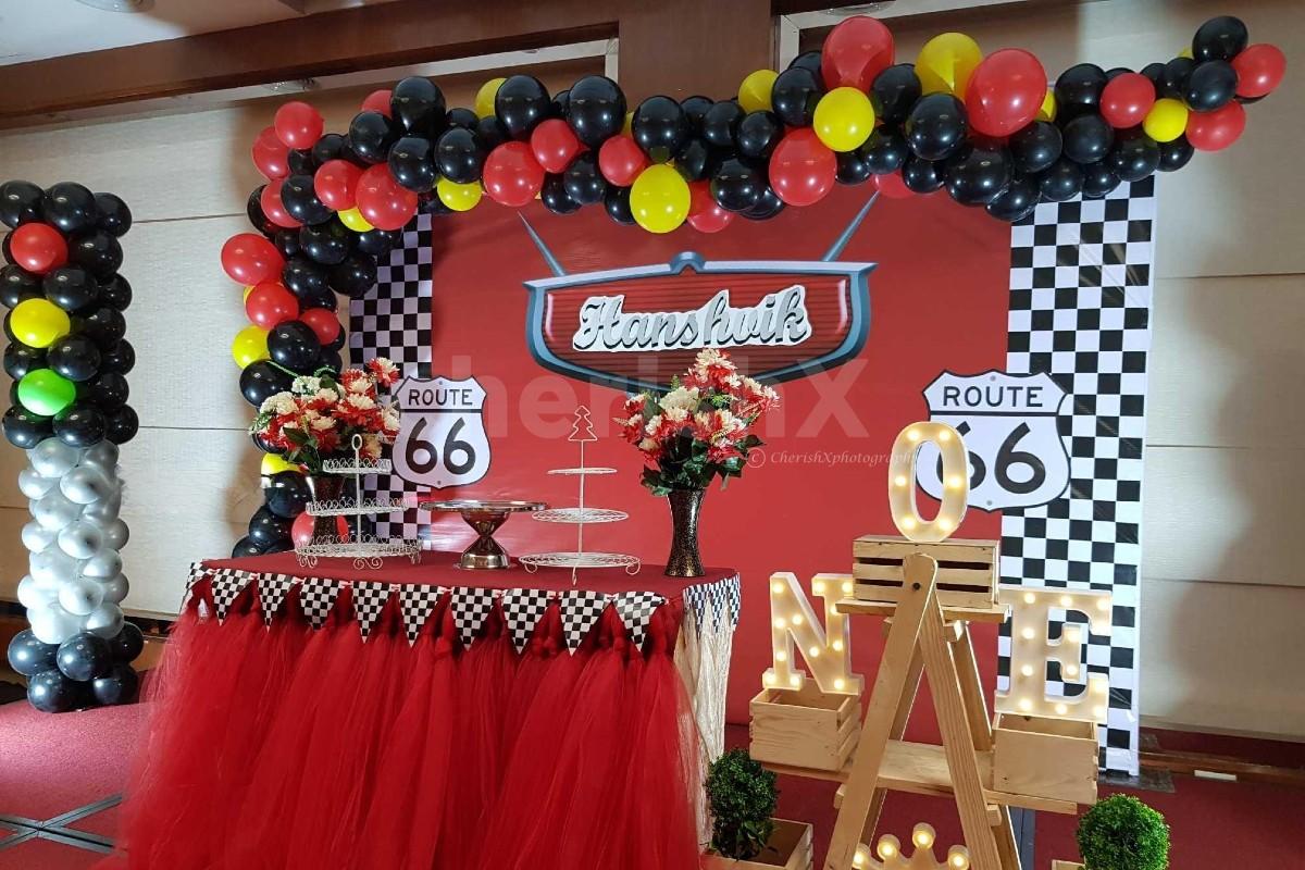 Car Theme Birthday Decoration in Hyderabad for your Baby Girl or Baby Boy's Birthday.