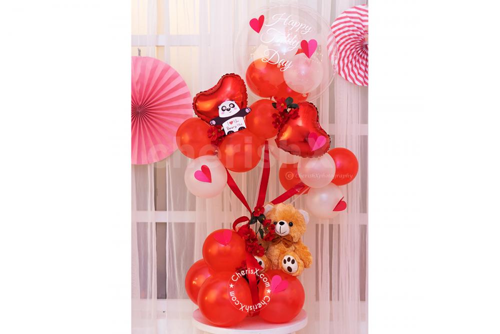Cute teddy balloon bouquet with Customised message