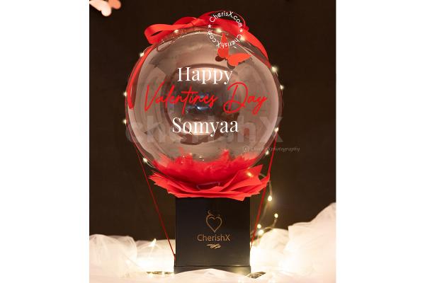 Red feathers bucket specially designed  for V-Day is included in the loving Hamper.