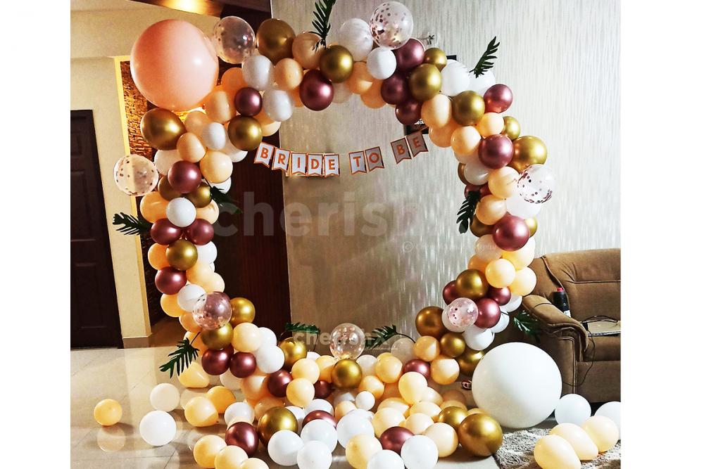 Surprise the Bride-To-be with a stunning Peach and Rose Gold Theme Bride-to-be Party Decoration!