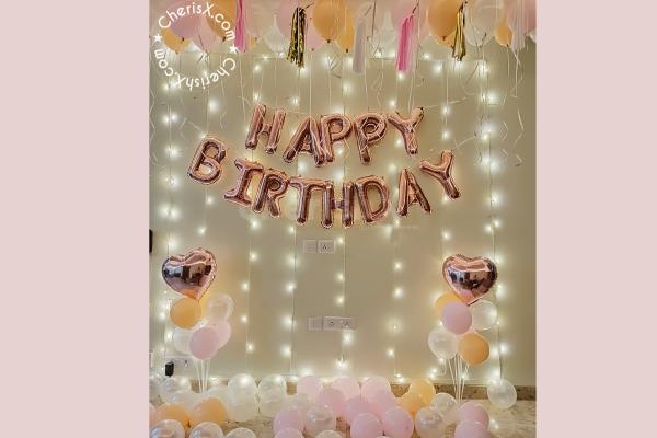 Balloon Decoration for Birthday Rosegold and Pastel Colors