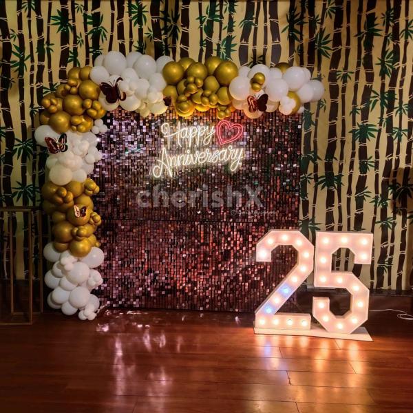 Breathtaking Rose Gold Sequins Anniversary Decor for your anniversary party!