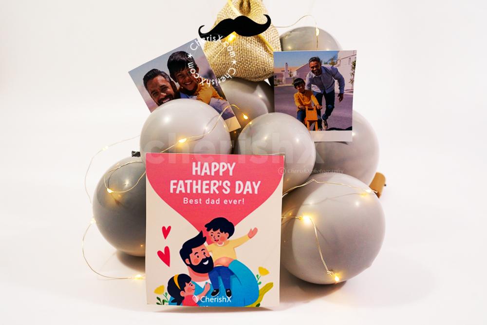 Celebrate Father's Day with this Grey and Black Balloon Bouquet Gift!