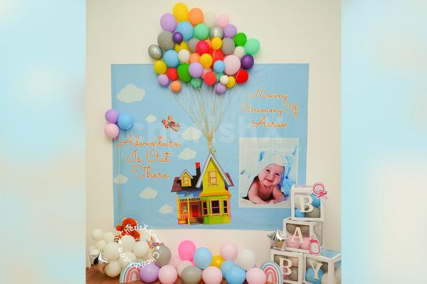 Book this Up Themed Naming Ceremony Decoration by CherishX in Delhi NCR!