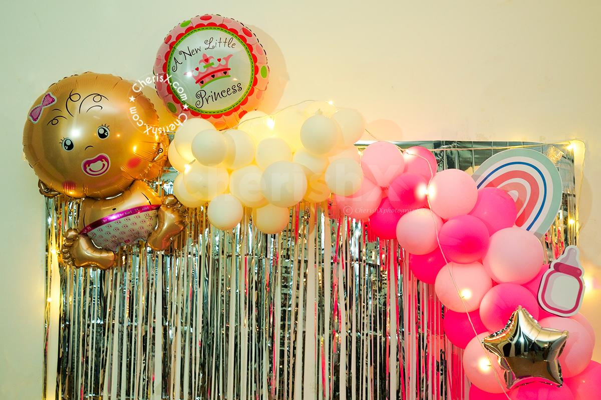 Pink Baby Girl Naming Ceremony Home Decoration in Delhi NCR, Gurgaon