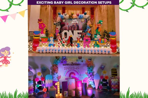 Diamond Kids Birthday Package includes Stage Decoration with Balloon Arch and Wall Flex Banner.