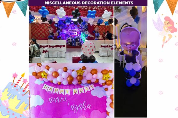 Get Miscellaneous Decoration Elements with your Kids Birthday Party Package.