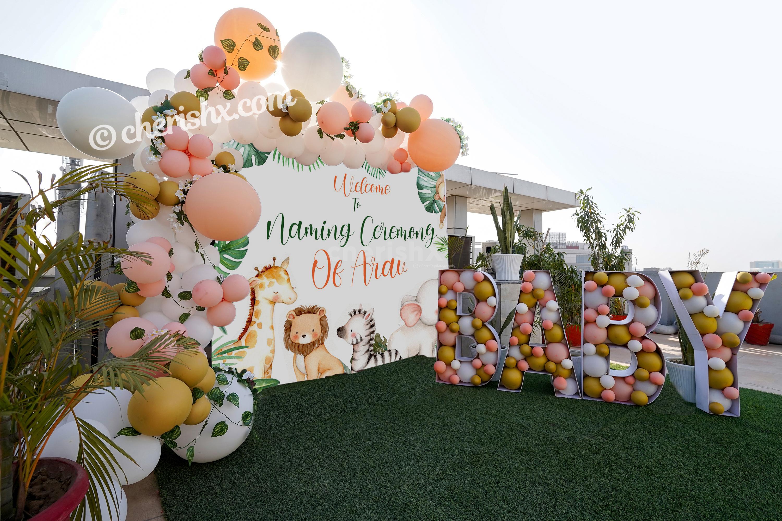 Premium Jungle theme naming ceremony balloon decor for your child's naming  ceremony | Delhi NCR