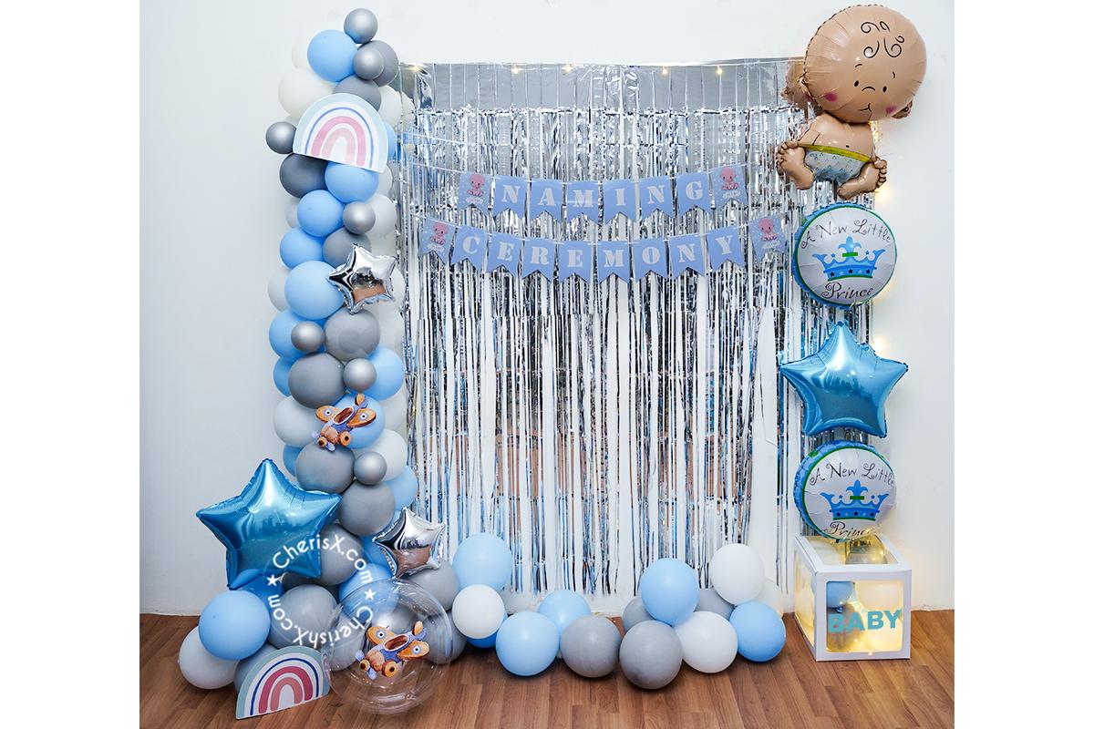 Blue Baby Boy Naming Ceremony Home Decoration in Delhi NCR, Gurgaon