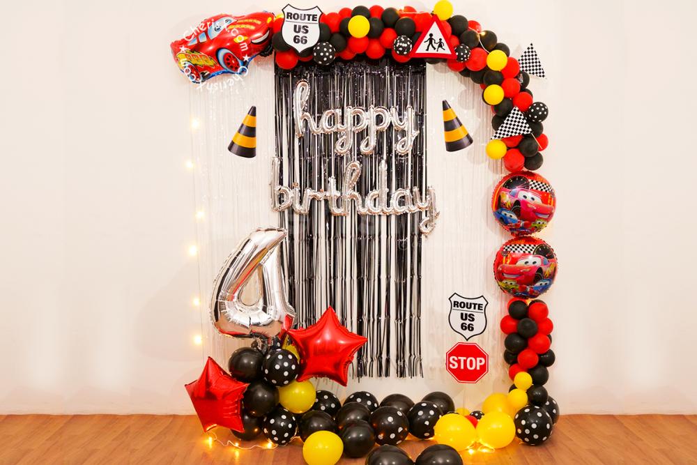 Celebrate your kids birthday with CherishX's Mcqueen Themed Birthday decor!