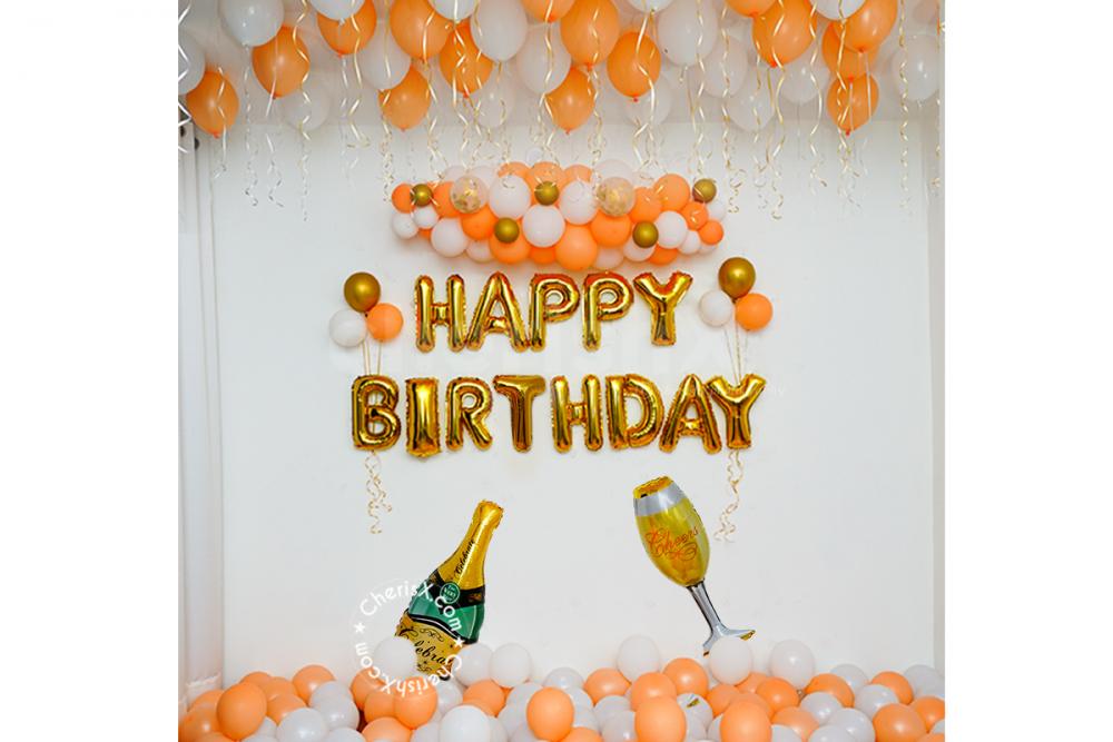 Book a perfect white and peach theme decor for your celebrations.