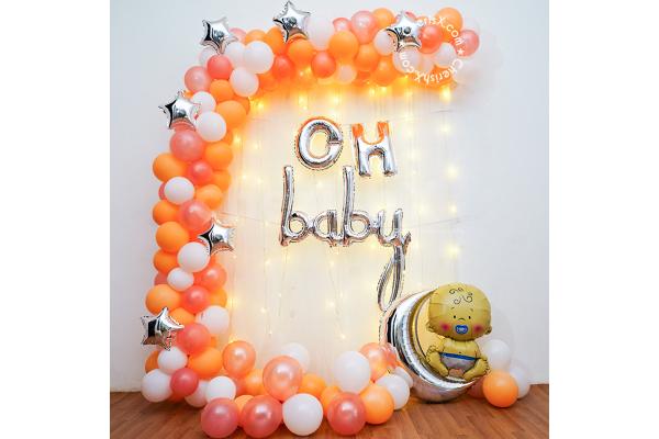 Book a Peach and Rose Gold Baby shower decor for your celebration!