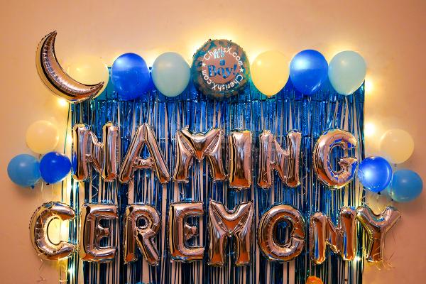 Make the naming ceremony of your baby boy memorable with ChershX's Blue themed balloon decoration!