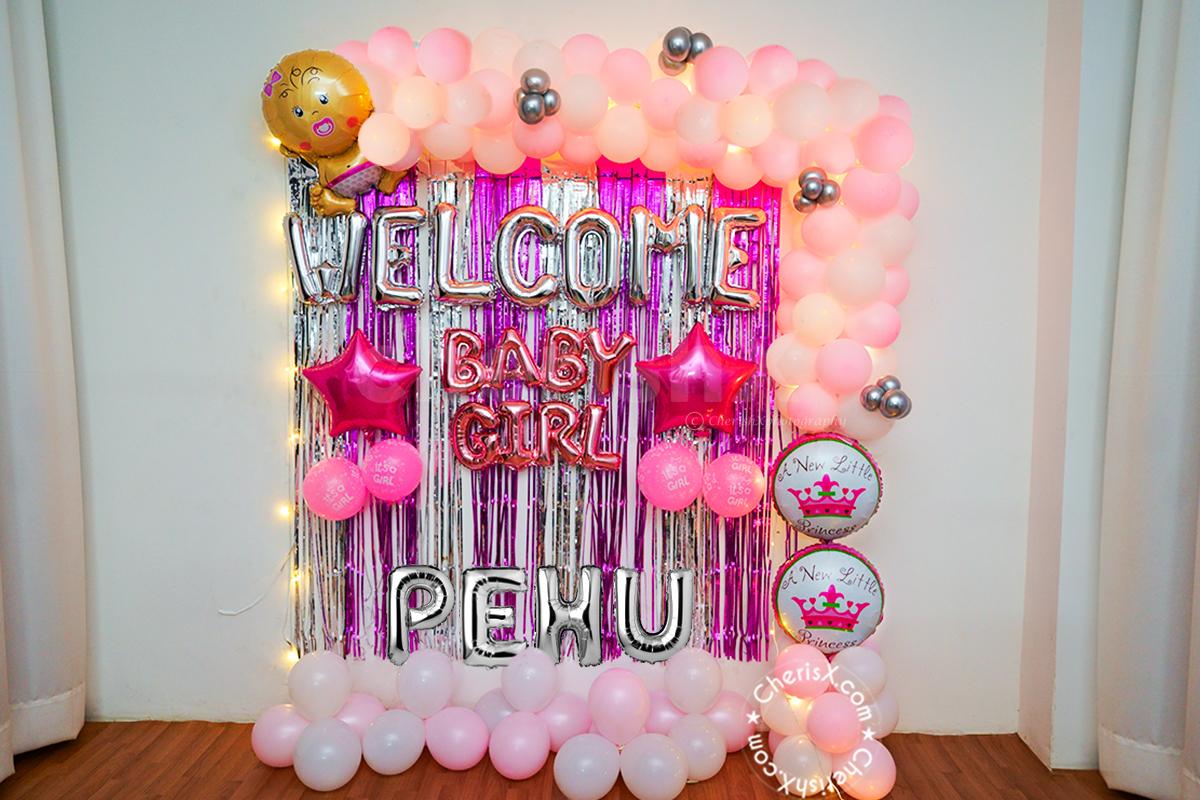 A Pink and White Naming Ceremony Decor in your city | Jaipur
