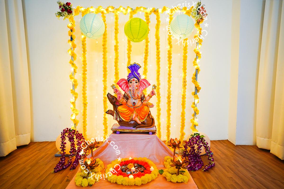 Ganpati Marigold Flower Decor for Ganesh Chaturthi Stage Decoration! |  Bangalore