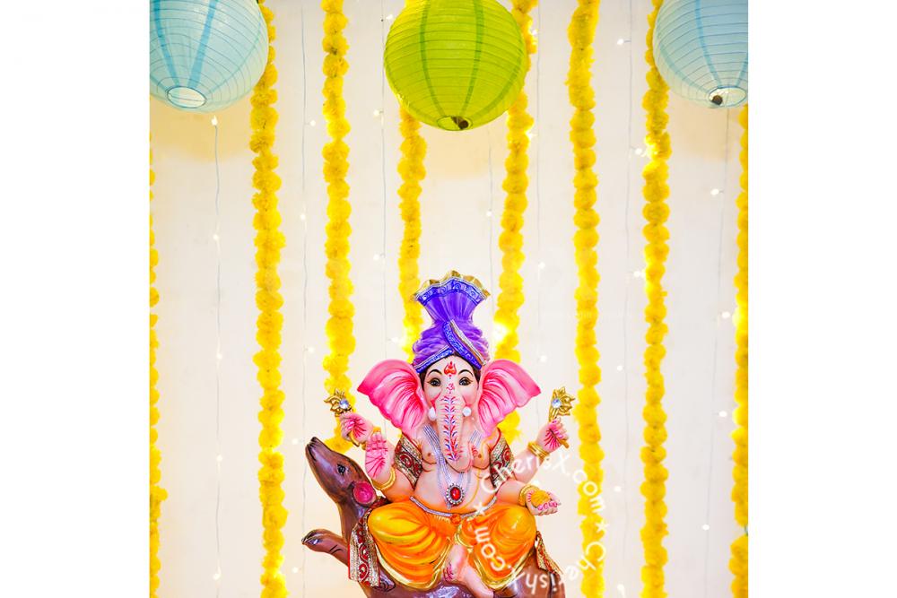 Ganpati Marigold Flower Decor for Ganesh Chaturthi Stage Decoration! |  Hyderabad