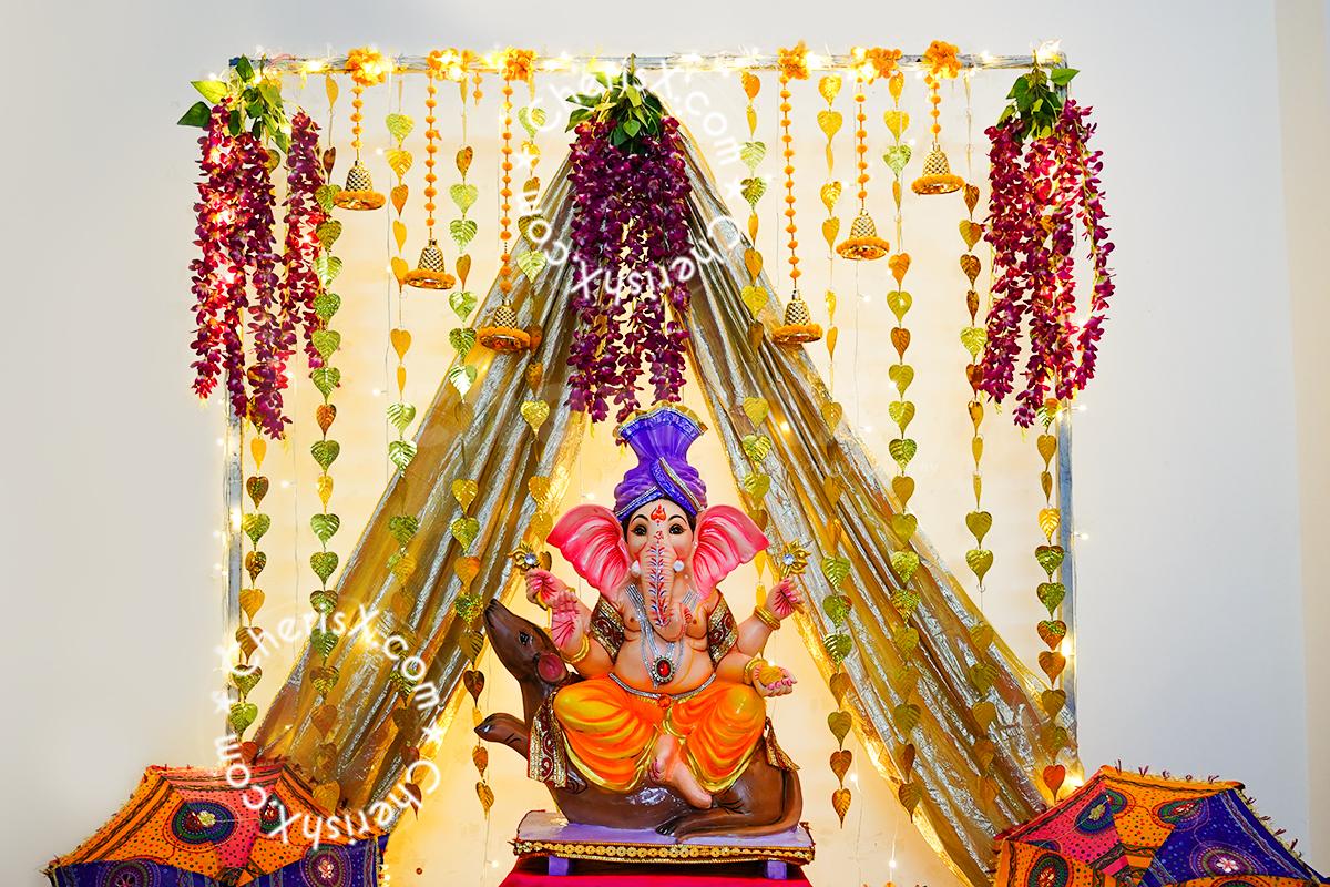 A Shimmer Golden Theme Ganpati Decor For Ganesh Chaturthi Celebration In Your City Jaipur 0811