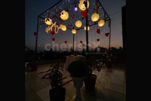 Beautiful rooftop cabana candlelight dinner in Gurgaon