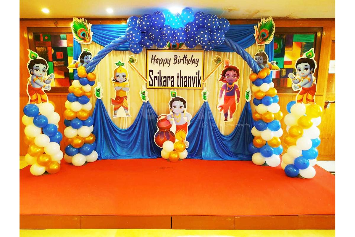 Krishna Theme Decoration for your kids birthday Bangalore
