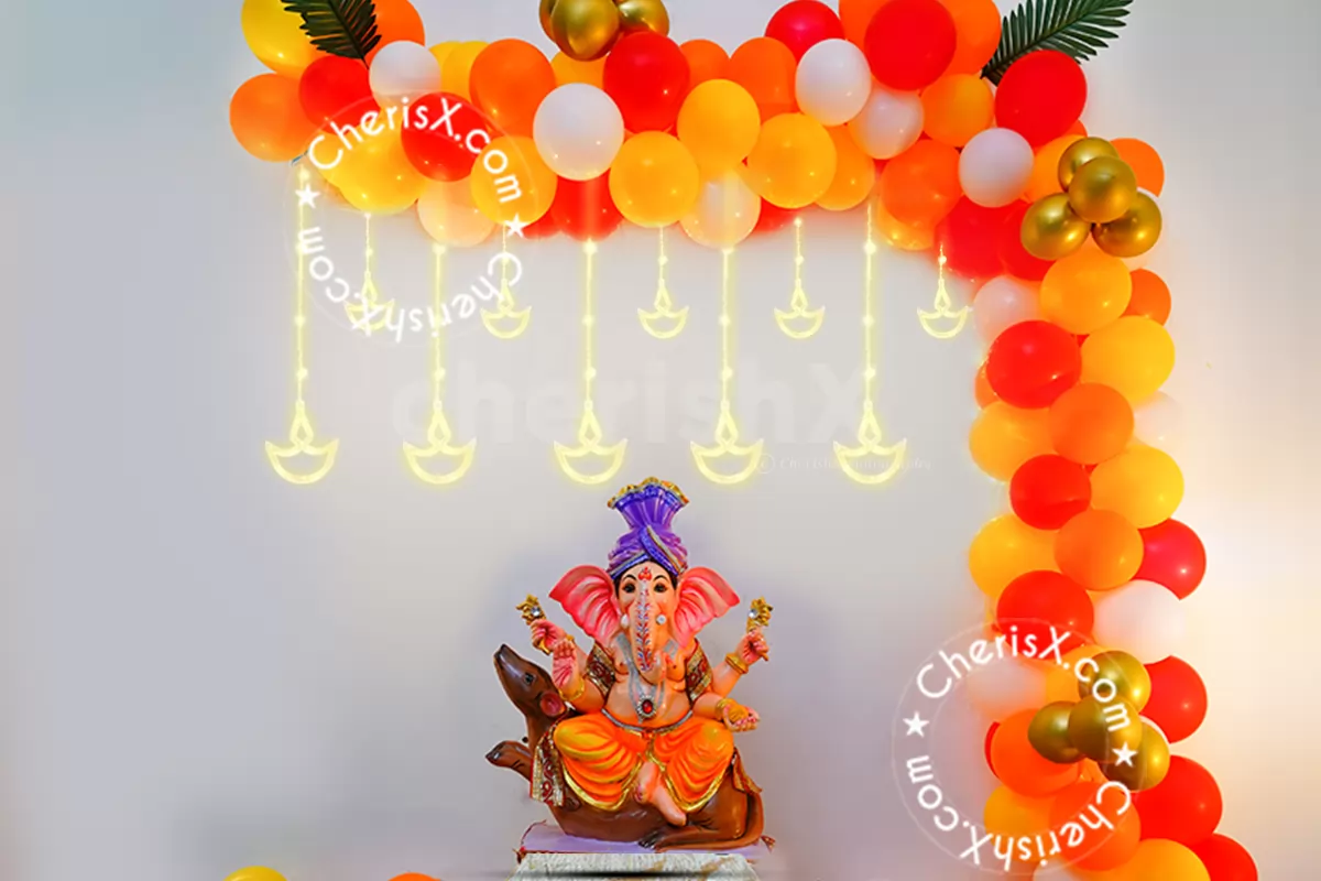 Beautiful Ganesh Chaturthi Background Decoration at home in your ...