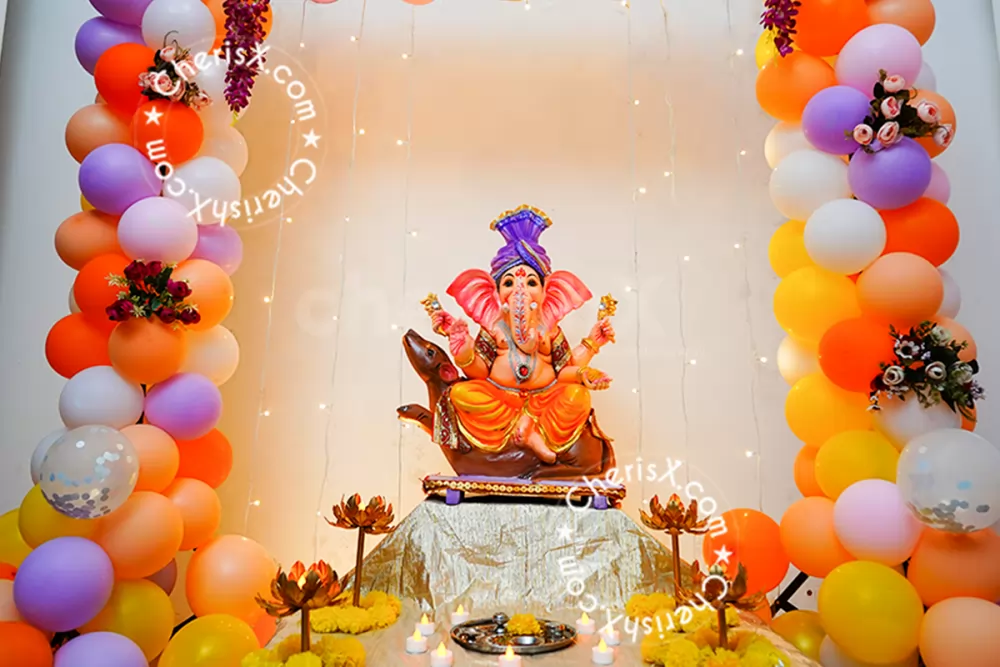 Beautiful Ganesh Chaturthi Background Decoration At Home In Your City |  