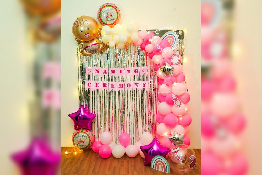 Book this Pink Themed Naming Ceremony or Annaprashan Decoration by CherishX in Delhi NCR!