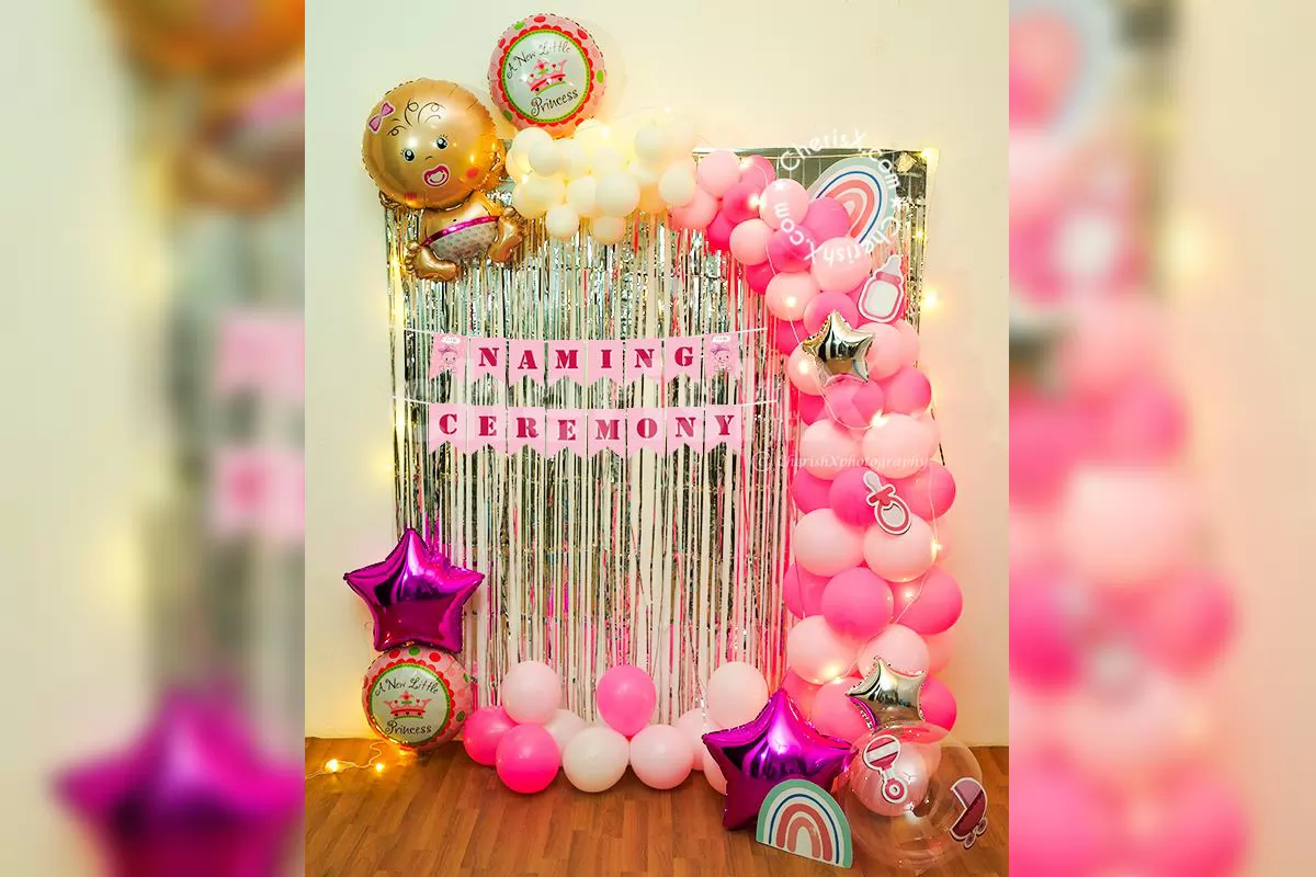 Pink Baby Girl Naming Ceremony Home Decoration in Delhi NCR ...