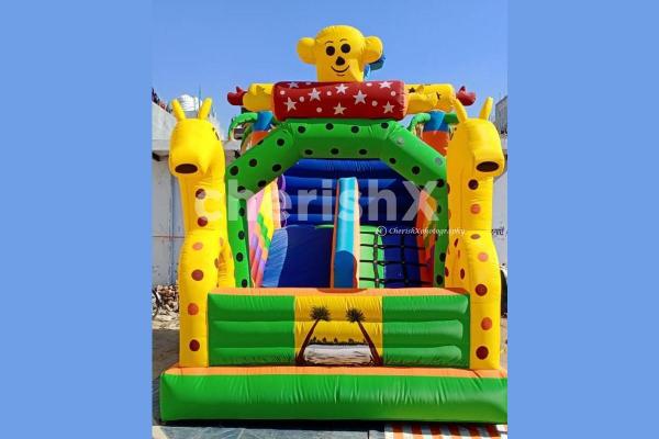 A Jungle Giraffe Bouncy for your Kid's Birthday Party.