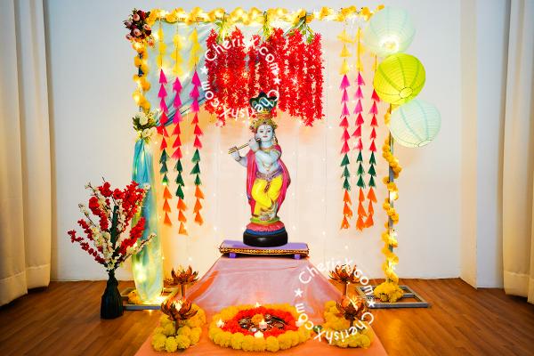 Stylish Lantern Janmashtami Puja Decoration