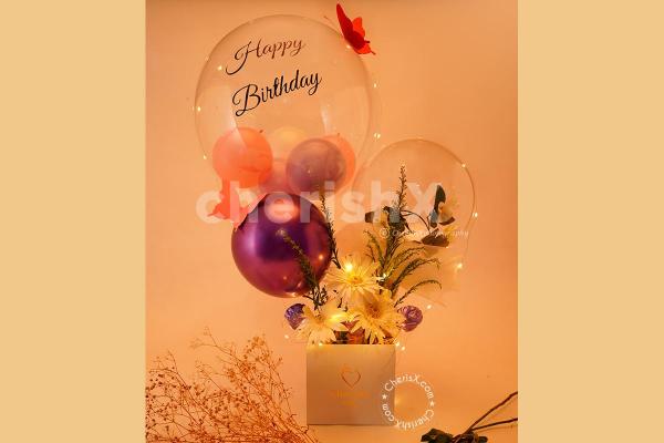 An Elegant Pastel Balloon Karwa Chauth Special Bucket by CherishX!