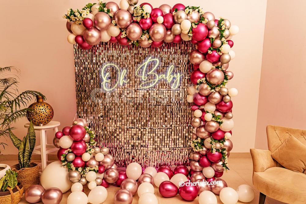 Surprise the mom-to-be with CherishX's Baby Shower Sequins Panel Decor.