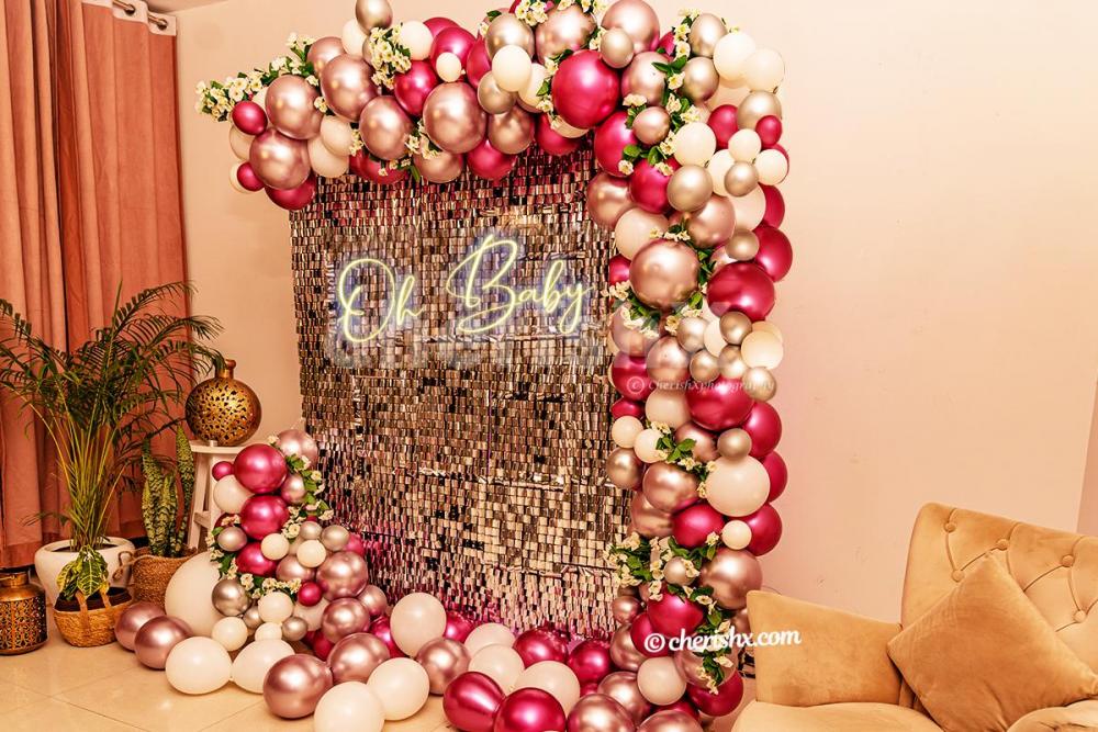 CherishX Baby Shower Decoration with Sequins Shimmer Wall Panel Decoration.