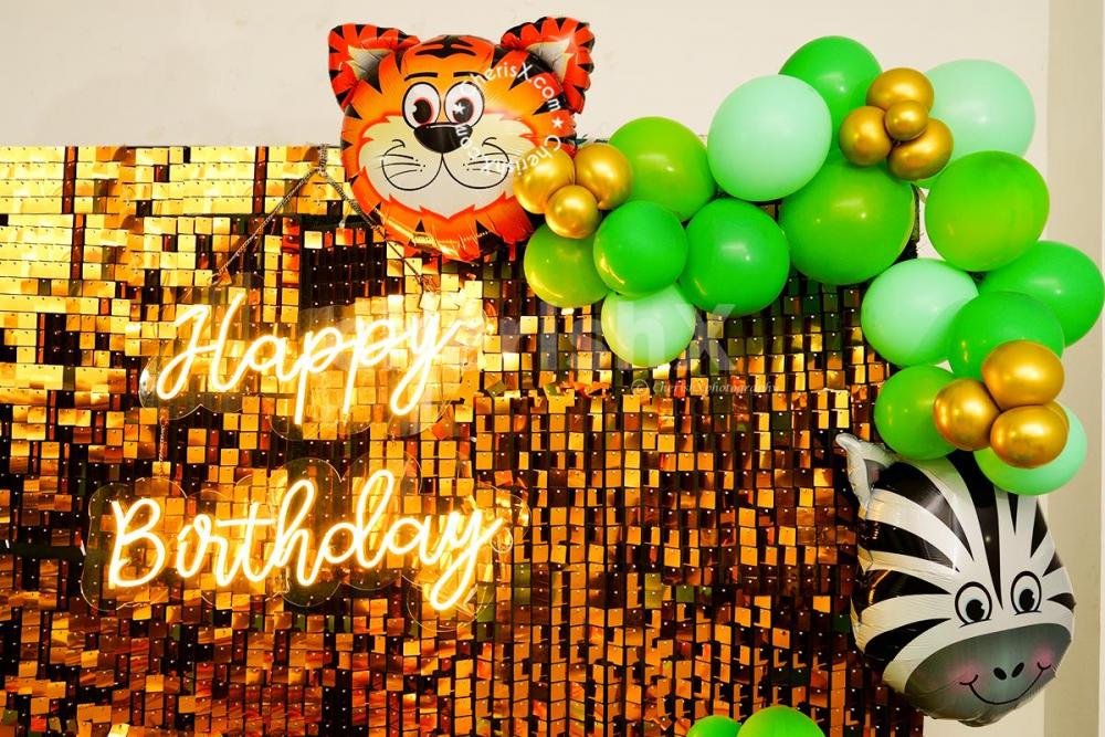 A Shimmer Golden Sequence Jungle Theme Decor by CherishX!