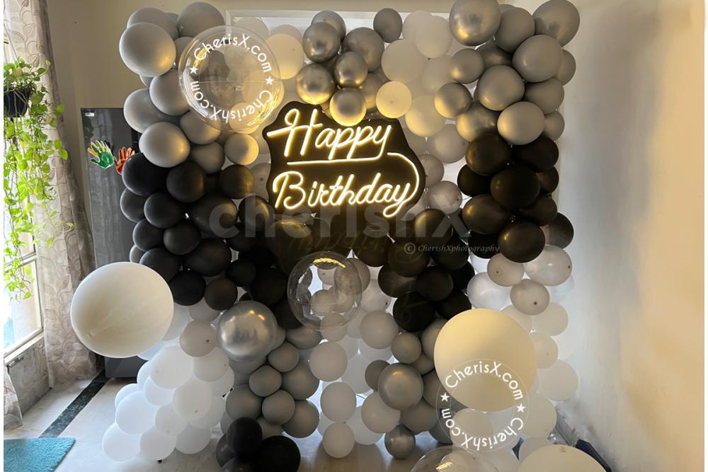 Black And Silver Theme Balloon Wall
